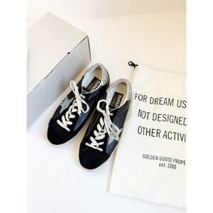 Golden Goose Super Star Classic Low Black Silver 38 Size 8